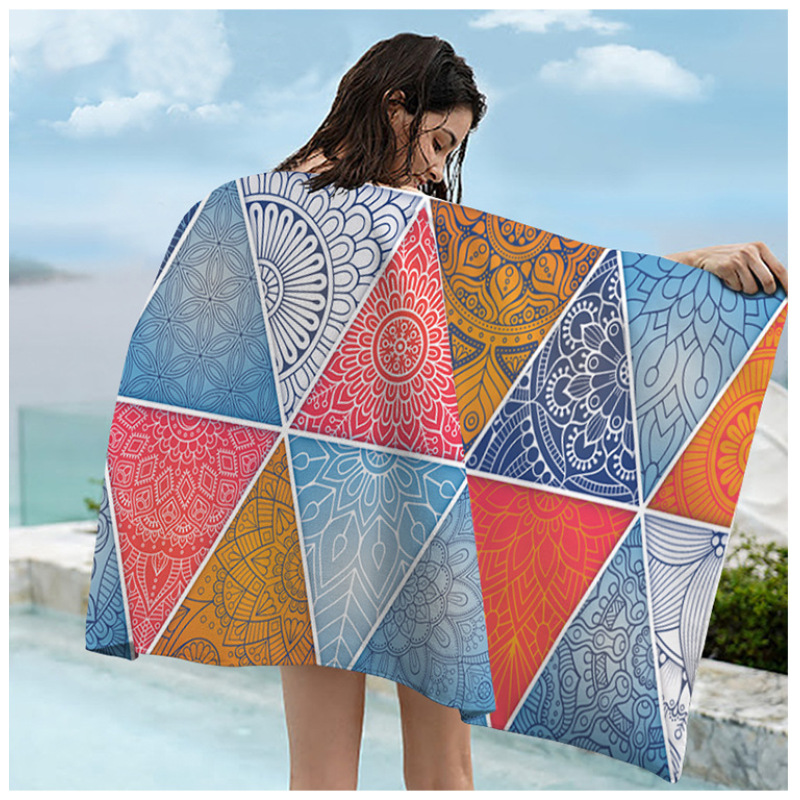 Boho Mandala Microfiber Beach Towel,  Print Poncho, Sand Free Beach Towel#