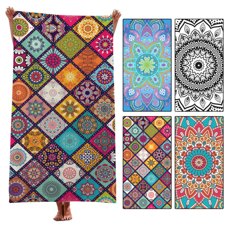 Boho Mandala Microfiber Beach Towel,  Print Poncho, Sand Free Beach Towel#