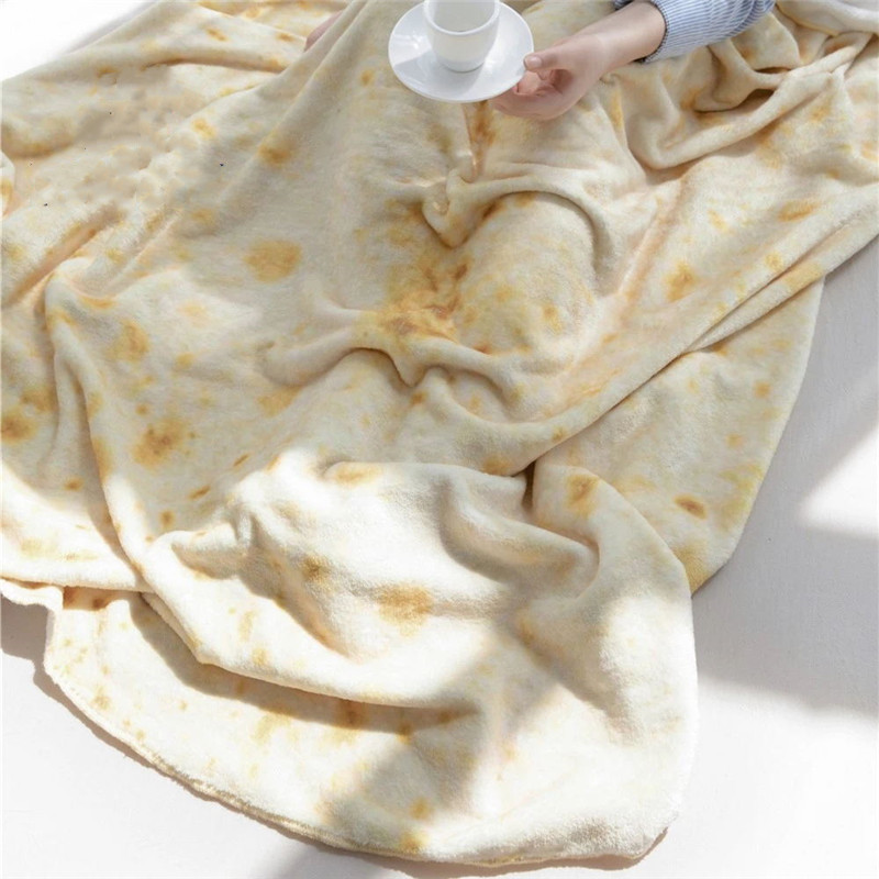 Hot Selling Digital Printing Fleece Mexican Burritos,Tortilla Blanket Round Food Blanket For Kids Or Adults#