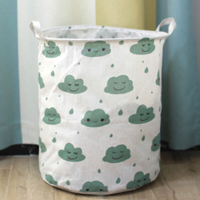Dirty Laundry Cotton 40*50cm Linen Foldable Round Waterproof Organizer Bucket Clothes Toys Large Capacity Home Storage Basket
