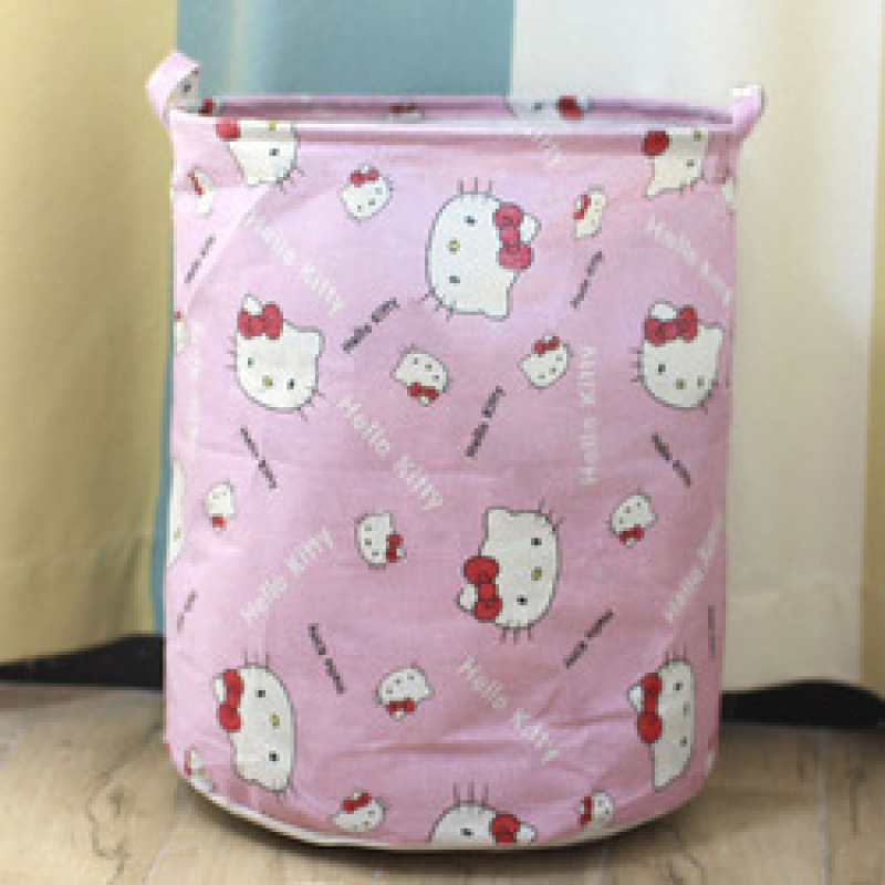 Dirty Laundry Cotton 40*50cm Linen Foldable Round Waterproof Organizer Bucket Clothes Toys Large Capacity Home Storage Basket