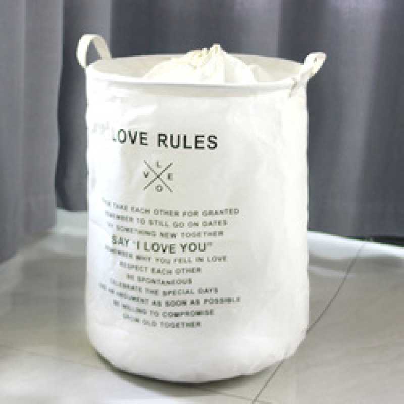 Dirty Laundry Cotton 40*50cm Linen Foldable Round Waterproof Organizer Bucket Clothes Toys Large Capacity Home Storage Basket