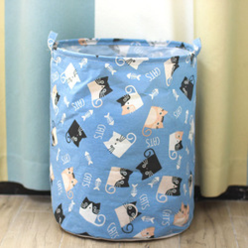Dirty Laundry Cotton 40*50cm Linen Foldable Round Waterproof Organizer Bucket Clothes Toys Large Capacity Home Storage Basket