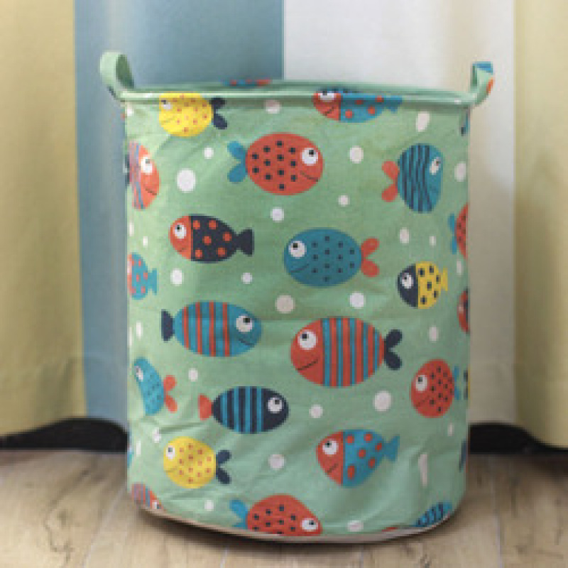Dirty Laundry Cotton 40*50cm Linen Foldable Round Waterproof Organizer Bucket Clothes Toys Large Capacity Home Storage Basket