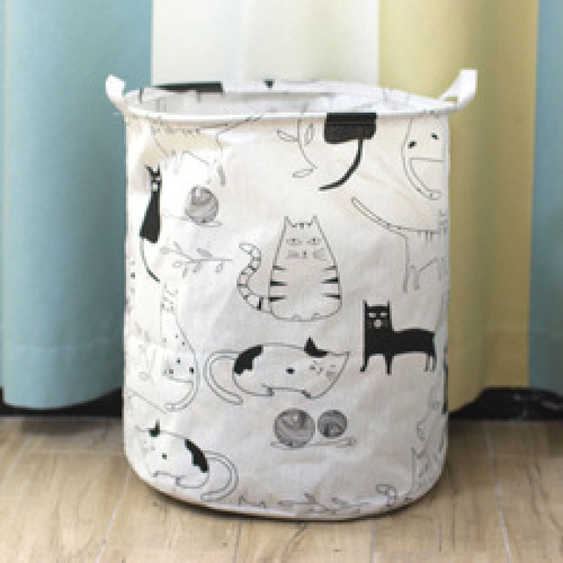 Dirty Laundry Cotton 40*50cm Linen Foldable Round Waterproof Organizer Bucket Clothes Toys Large Capacity Home Storage Basket