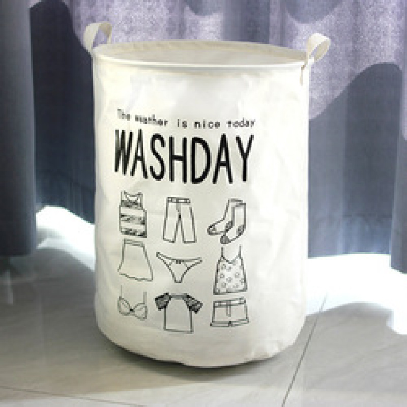 Dirty Laundry Cotton 40*50cm Linen Foldable Round Waterproof Organizer Bucket Clothes Toys Large Capacity Home Storage Basket