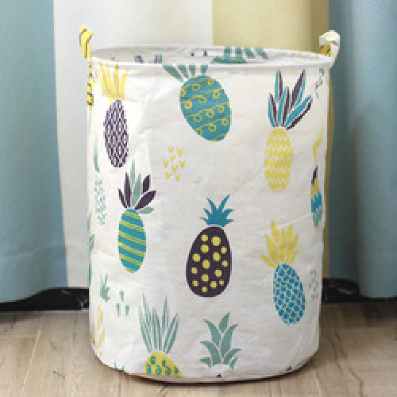 Dirty Laundry Cotton 40*50cm Linen Foldable Round Waterproof Organizer Bucket Clothes Toys Large Capacity Home Storage Basket