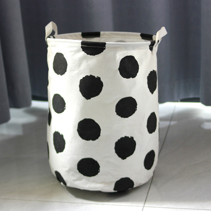 Dirty Laundry Cotton 40*50cm Linen Foldable Round Waterproof Organizer Bucket Clothes Toys Large Capacity Home Storage Basket