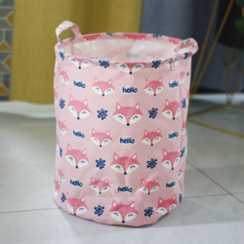 Dirty Laundry Cotton 40*50cm Linen Foldable Round Waterproof Organizer Bucket Clothes Toys Large Capacity Home Storage Basket