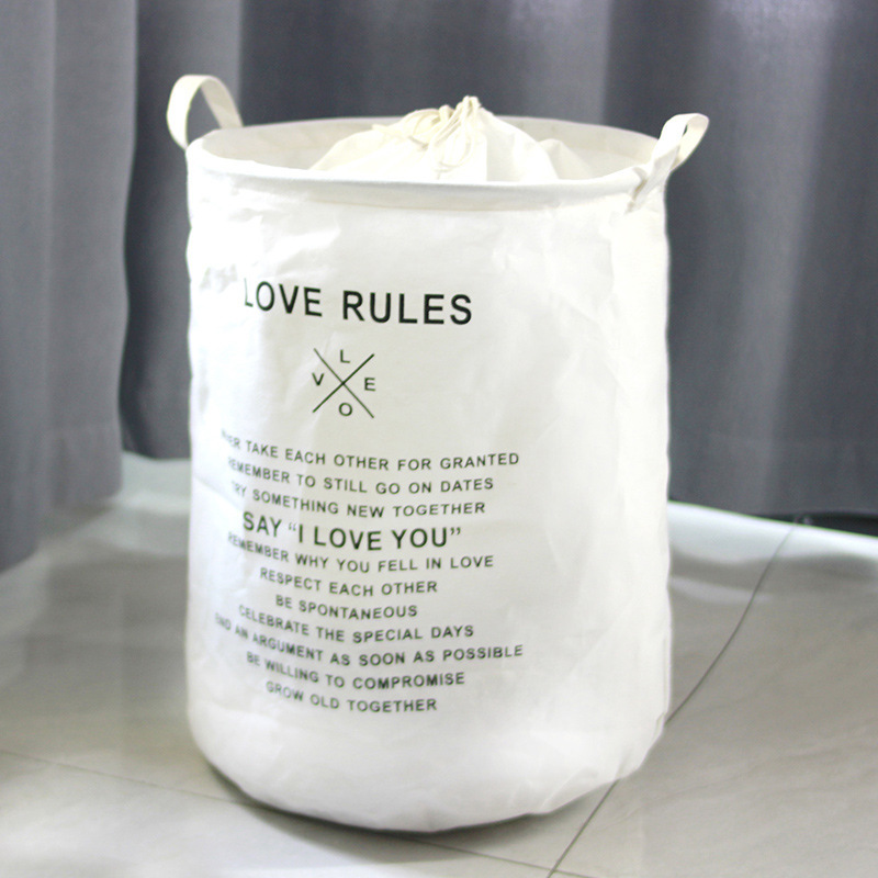 Dirty Laundry Cotton 40*50cm Linen Foldable Round Waterproof Organizer Bucket Clothes Toys Large Capacity Home Storage Basket