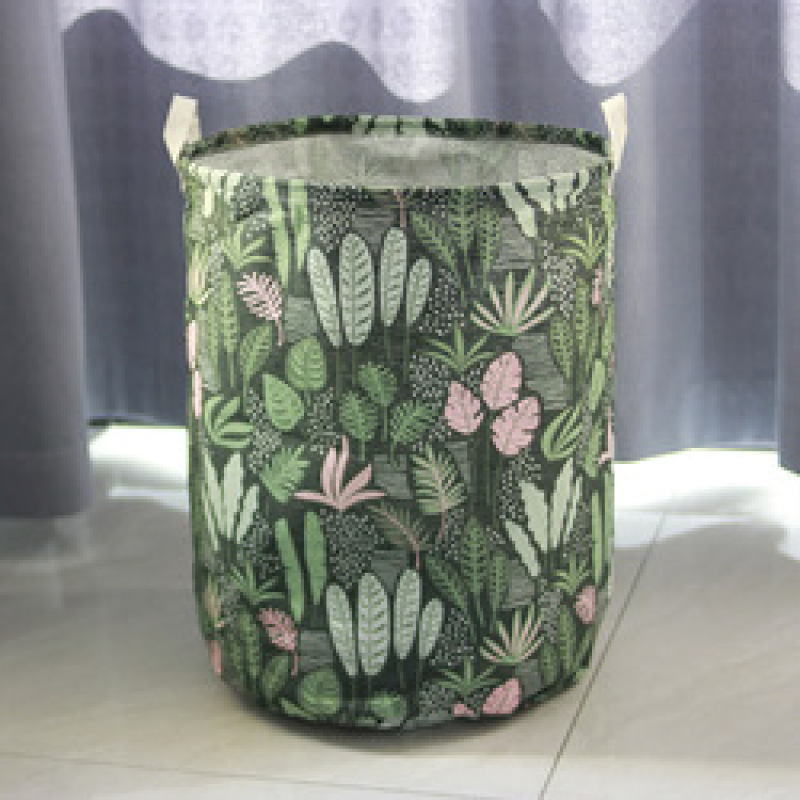 Dirty Laundry Cotton 40*50cm Linen Foldable Round Waterproof Organizer Bucket Clothes Toys Large Capacity Home Storage Basket