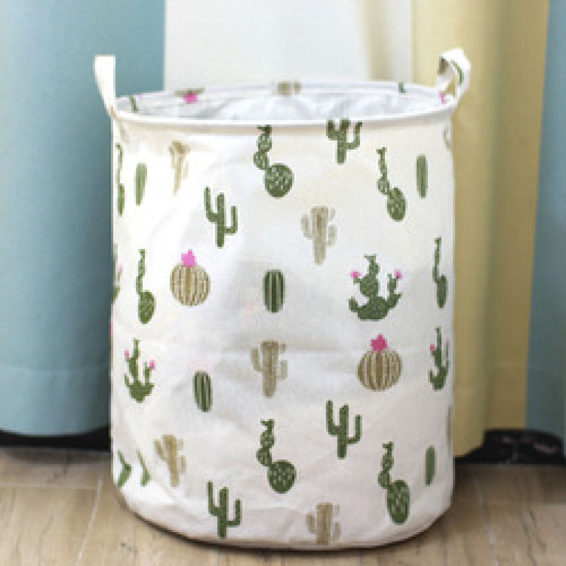 Dirty Laundry Cotton 40*50cm Linen Foldable Round Waterproof Organizer Bucket Clothes Toys Large Capacity Home Storage Basket