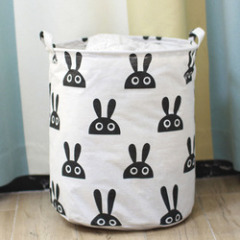 Dirty Laundry Cotton 40*50cm Linen Foldable Round Waterproof Organizer Bucket Clothes Toys Large Capacity Home Storage Basket