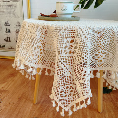 Wholesale Home Decoration Soft Vintage polyester 52x52 tablecloth bar table round table white For Wedding