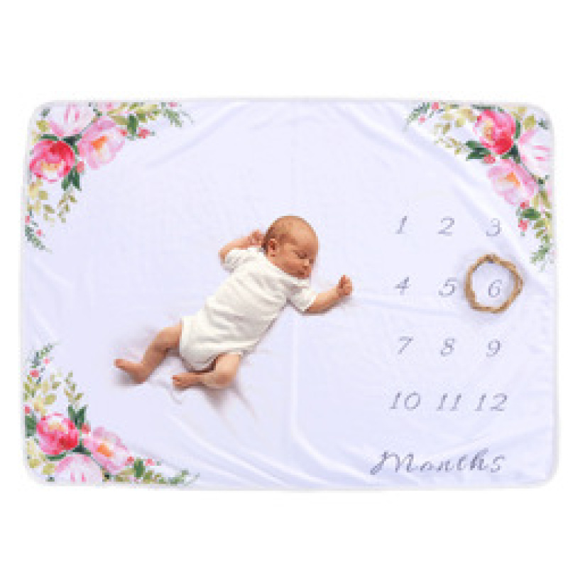 Wholesale Custom Print Milestone Photography Background, Hot Selling Montly Baby Soft Blanket/
