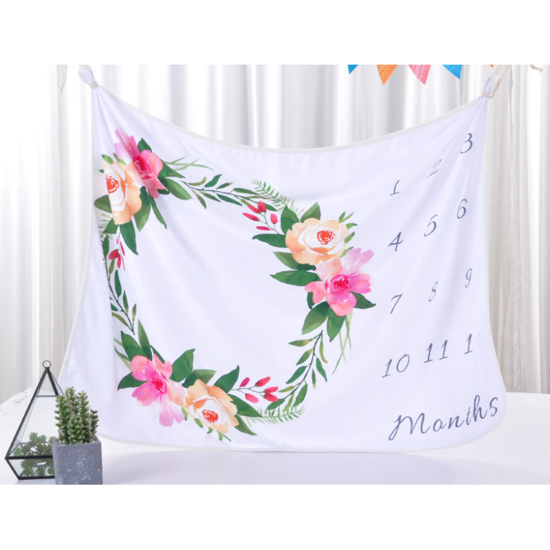 Wholesale Custom Print Milestone Photography Background, Hot Selling Montly Baby Soft Blanket/
