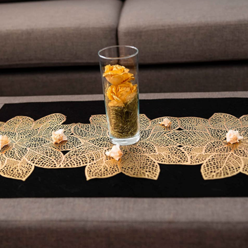 도매 내열성 꽃 방수 주방 PVC 비닐 컬러 골드 테이블 러너 크리스마스 새해 복 많이 받으세요