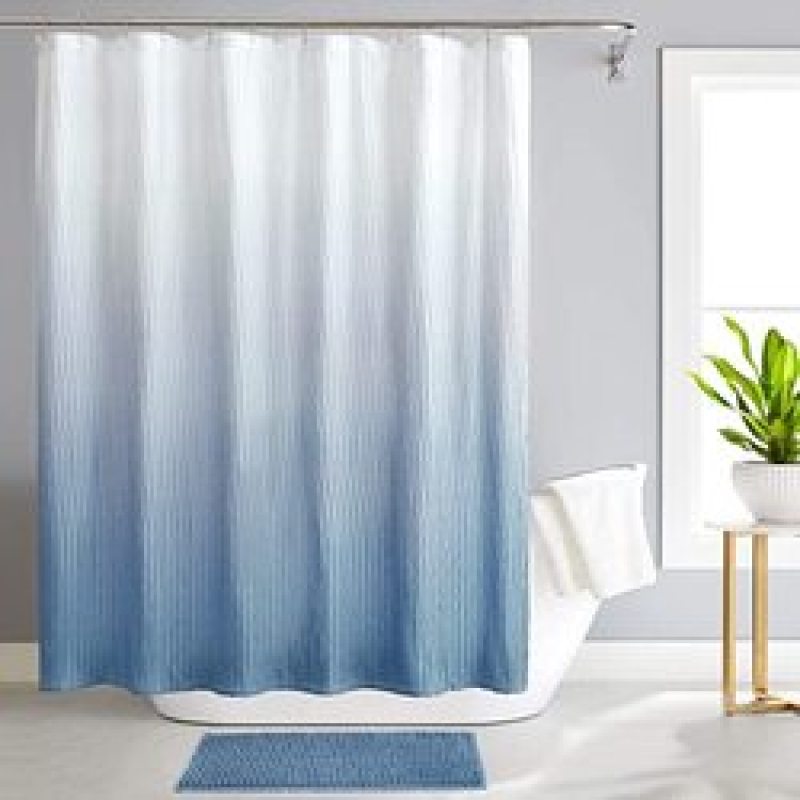Customized Gradient Shower Curtain Waterproof Colorful Blue Purple Bath Curtain With 12 Hooks For Bathroom Decor cortina