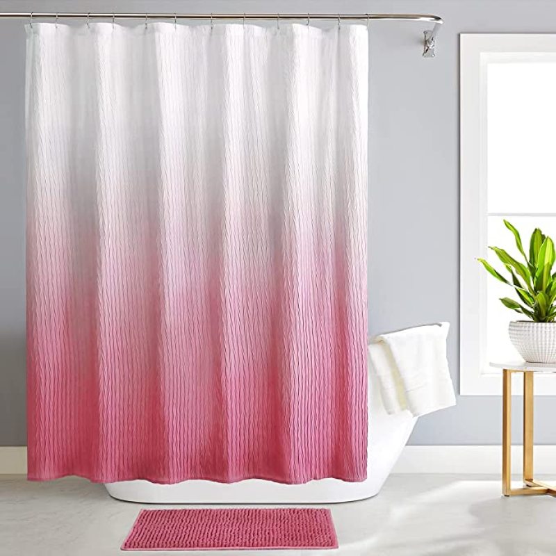 Customized Gradient Shower Curtain Waterproof Colorful Blue Purple Bath Curtain With 12 Hooks For Bathroom Decor cortina