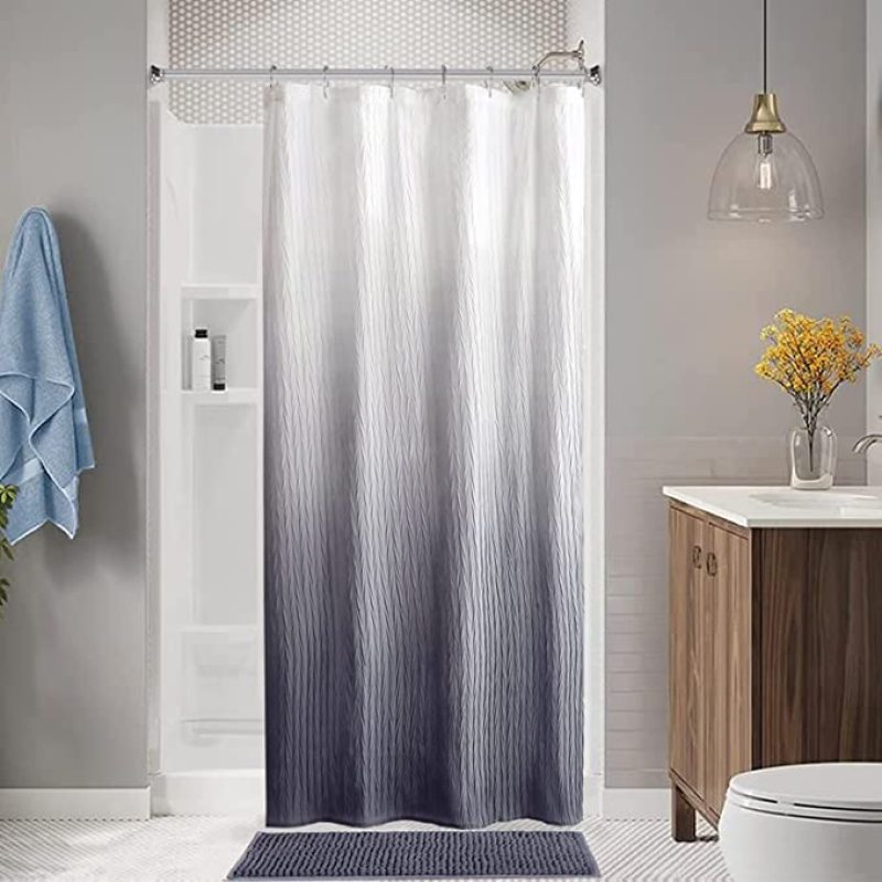 Customized Gradient Shower Curtain Waterproof Colorful Blue Purple Bath Curtain With 12 Hooks For Bathroom Decor cortina