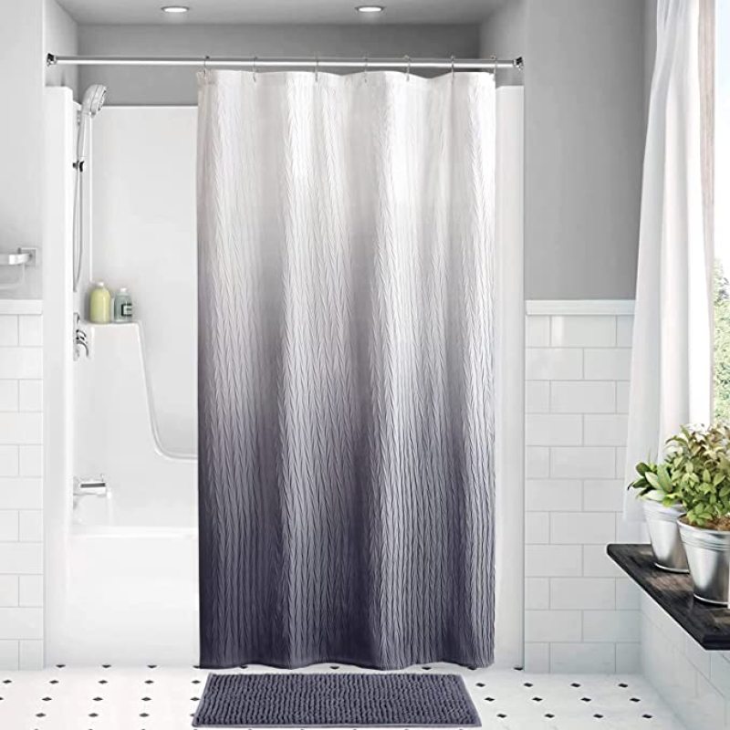 Customized Gradient Shower Curtain Waterproof Colorful Blue Purple Bath Curtain With 12 Hooks For Bathroom Decor cortina