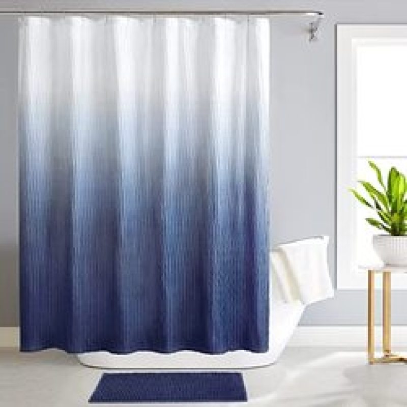 Customized Gradient Shower Curtain Waterproof Colorful Blue Purple Bath Curtain With 12 Hooks For Bathroom Decor cortina
