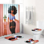 3D African Girls Shower Curtain Bath Mat Toilet Pad Set Non-slip Toilet Bathroom Decor Carpet Waterproof Shower Curtain Set
