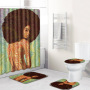 3D African Girls Shower Curtain Bath Mat Toilet Pad Set Non-slip Toilet Bathroom Decor Carpet Waterproof Shower Curtain Set