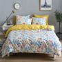 Wholesale Fashion White Flower Pattern 100% Cotton Yellow Bedding Sets, Stock Cheap 3 Pc King Size Soft Bedding Set/