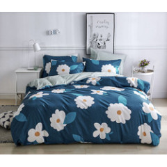 Wholesale Fashion White Flower Pattern 100% Cotton Yellow Bedding Sets, Stock Cheap 3 Pc King Size Soft Bedding Set/