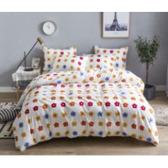 Wholesale Fashion White Flower Pattern 100% Cotton Yellow Bedding Sets, Stock Cheap 3 Pc King Size Soft Bedding Set/