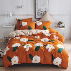 Wholesale Fashion White Flower Pattern 100% Cotton Yellow Bedding Sets, Stock Cheap 3 Pc King Size Soft Bedding Set/