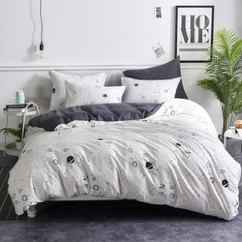 Wholesale Fashion White Flower Pattern 100% Cotton Yellow Bedding Sets, Stock Cheap 3 Pc King Size Soft Bedding Set/
