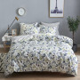 Wholesale Fashion White Flower Pattern 100% Cotton Yellow Bedding Sets, Stock Cheap 3 Pc King Size Soft Bedding Set/