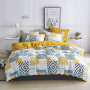 Wholesale Fashion White Flower Pattern 100% Cotton Yellow Bedding Sets, Stock Cheap 3 Pc King Size Soft Bedding Set/