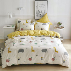 Wholesale Fashion White Flower Pattern 100% Cotton Yellow Bedding Sets, Stock Cheap 3 Pc King Size Soft Bedding Set/