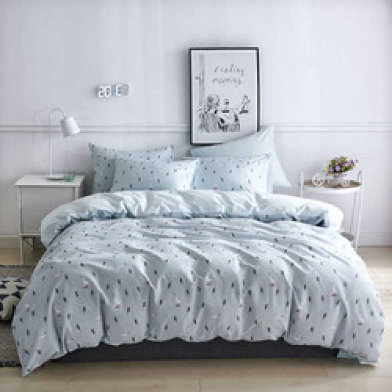 Wholesale Fashion White Flower Pattern 100% Cotton Yellow Bedding Sets, Stock Cheap 3 Pc King Size Soft Bedding Set/