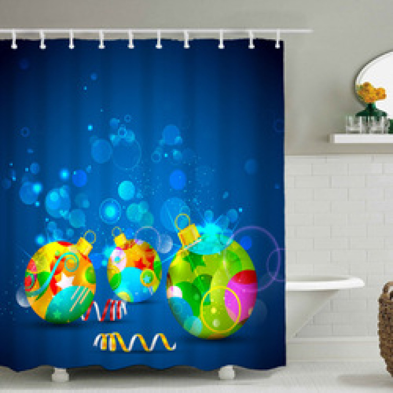 Christmas Printable Bathroom Curtain Waterproof Fabric Santa Claus Christmas Shower Curtains