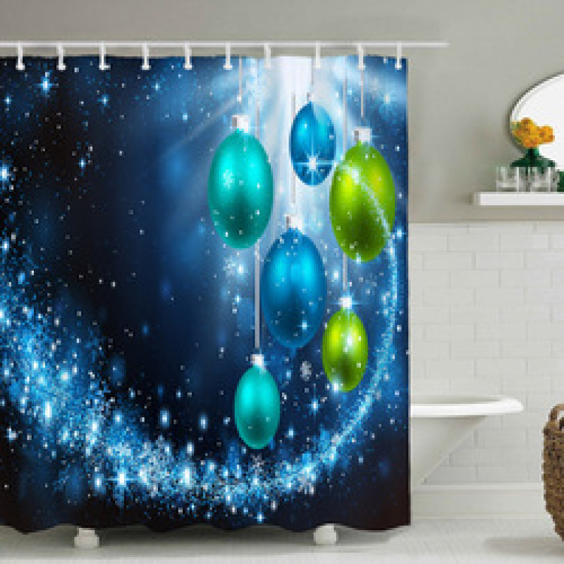 Christmas Printable Bathroom Curtain Waterproof Fabric Santa Claus Christmas Shower Curtains