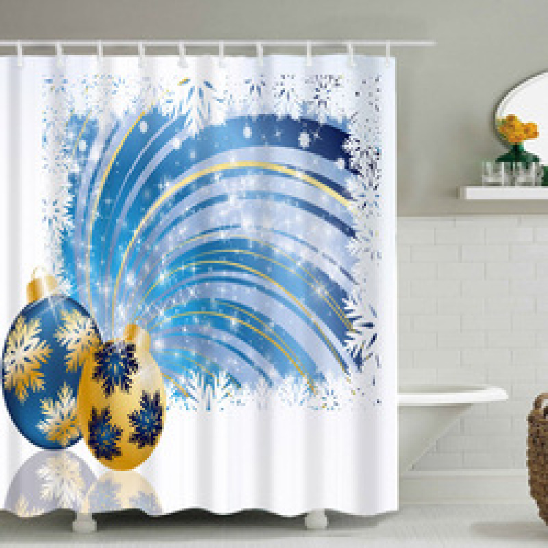 Christmas Printable Bathroom Curtain Waterproof Fabric Santa Claus Christmas Shower Curtains