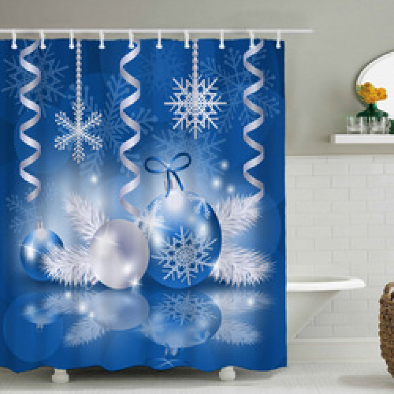 Christmas Printable Bathroom Curtain Waterproof Fabric Santa Claus Christmas Shower Curtains