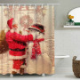 Christmas Printable Bathroom Curtain Waterproof Fabric Santa Claus Christmas Shower Curtains