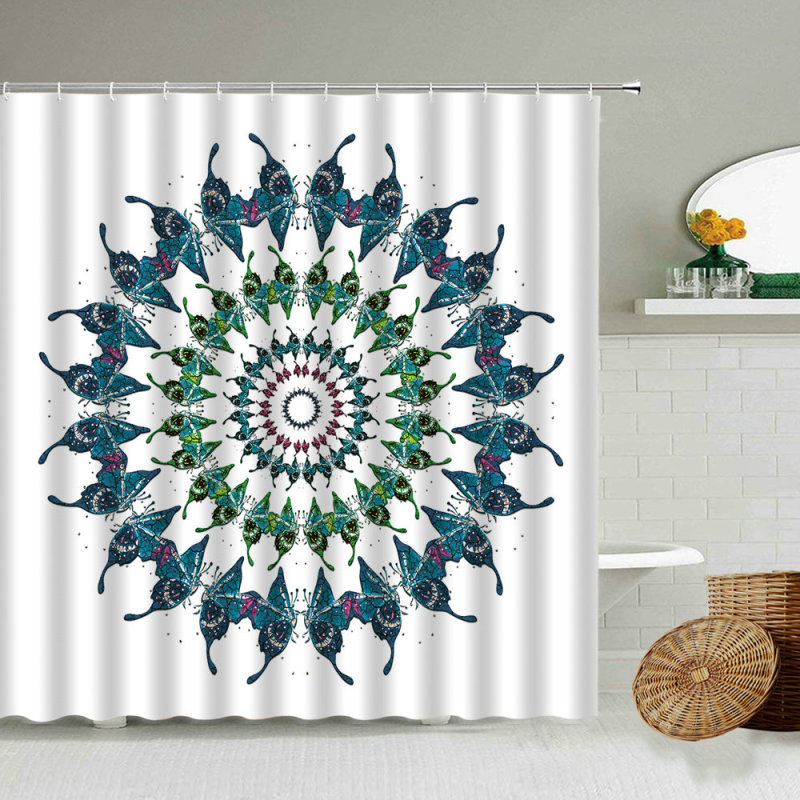 Bohemian design Mandala purple rose PEVA bathroom shower curtain white background waterproof bath screen bath accessories/
