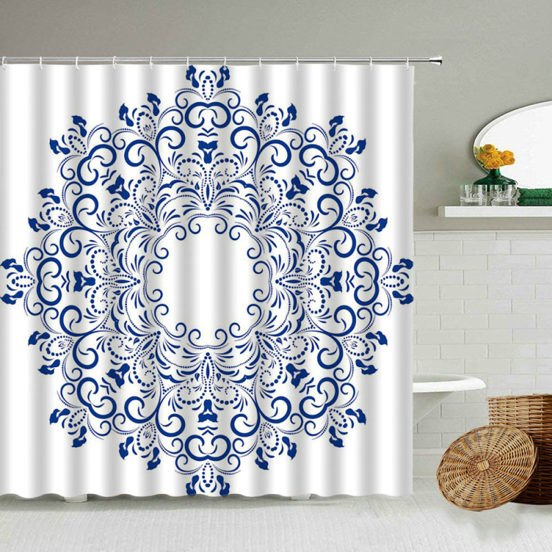 Bohemian design Mandala purple rose PEVA bathroom shower curtain white background waterproof bath screen bath accessories/