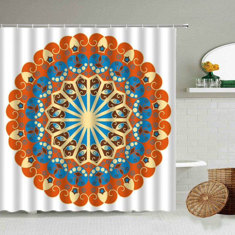 Bohemian design Mandala purple rose PEVA bathroom shower curtain white background waterproof bath screen bath accessories/