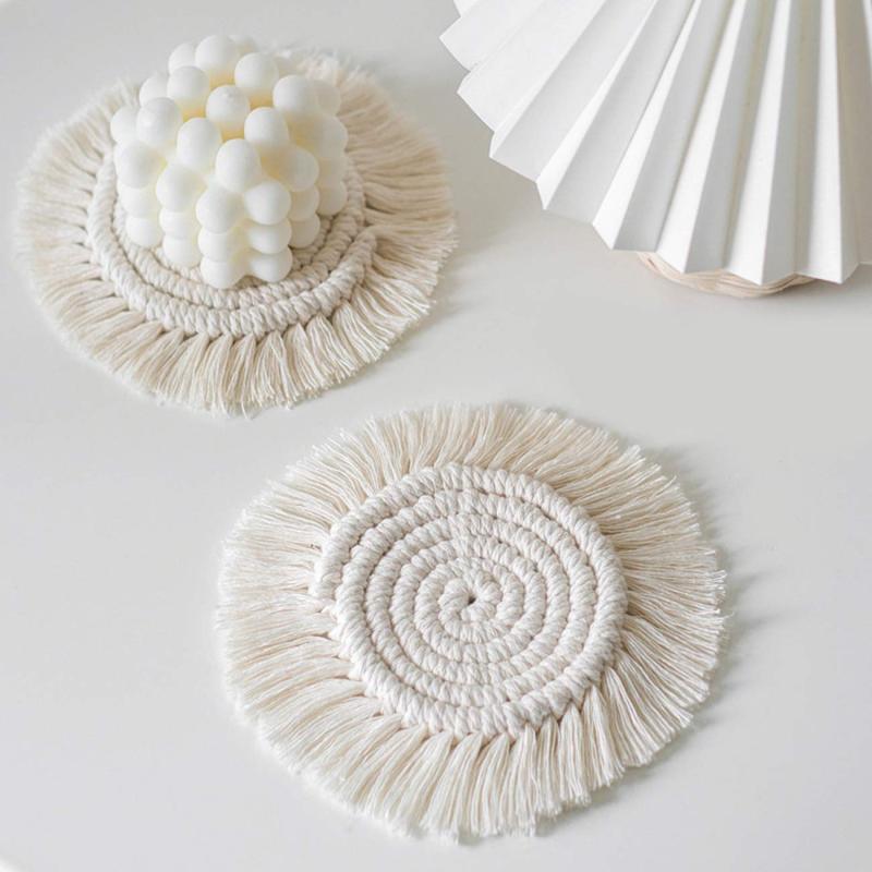 도매 수제 손으로 짠 보헤미아 스타일 미끄럼 방지 내열 컵 매트 컵 꽃병 양초 침실 책상 장식