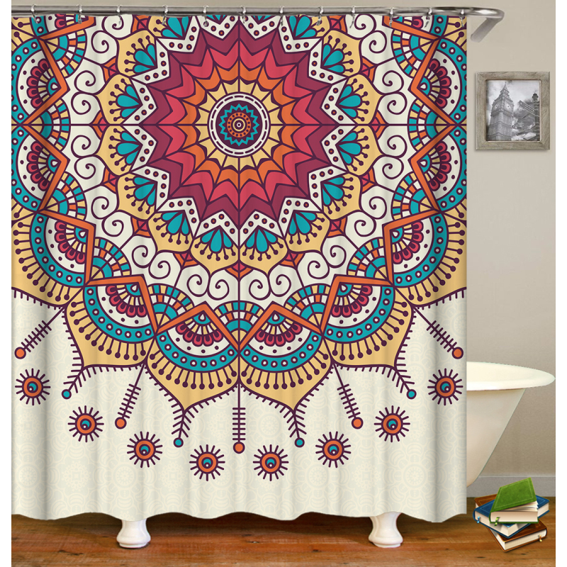 Digital custom printed Simple Geometric Figure Shower Curtain China 3d Wholesale 72x72 Shower Curtain