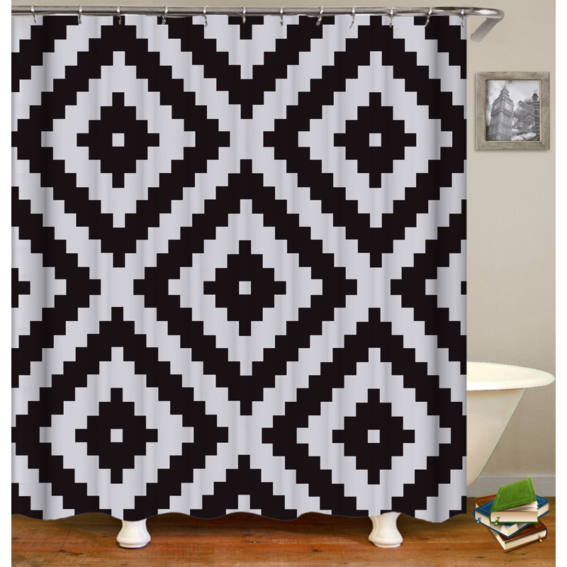 Digital custom printed Simple Geometric Figure Shower Curtain China 3d Wholesale 72x72 Shower Curtain