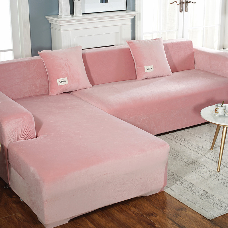 Velvet L shaped Sofa Cover Living Room Corner Couch Slipcover Sectional Stretch Elastic Sofa Cover Canap Chaise Longue