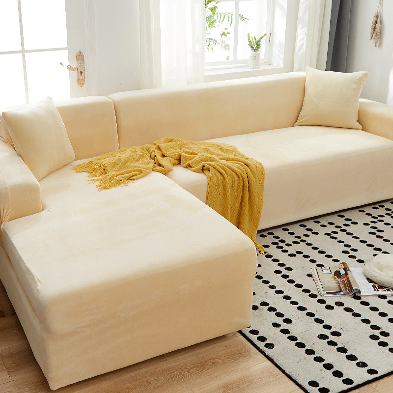 Velvet L shaped Sofa Cover Living Room Corner Couch Slipcover Sectional Stretch Elastic Sofa Cover Canap Chaise Longue